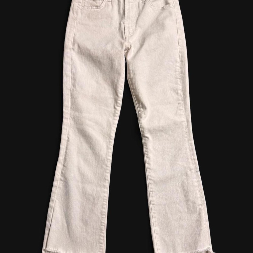 MOTHER Denim White Frayed Raw Hem Flare Jeans Size 26 MOTHER denim